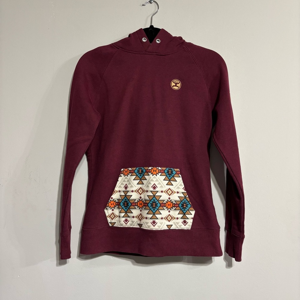 Hooey Maroon Hoodie with Geometric Accent
